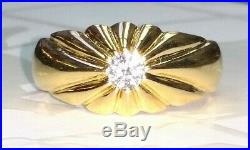 0.25ct Mens Vintage 18k Solid Yellow Gold Diamond Pinky Ring Size 9