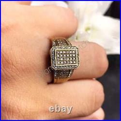 0.32CT Round Cut Simulated Diamond Men's Band Vintage Style Ring 925 Silver