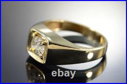 0.50 CT Round Cut Diamond Solitaire Vintage Men's Band Ring 14k Yellow Gold Fn
