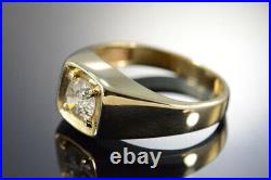 0.50 CT Round Cut Simulated Diamond Solitaire Vintage Men's Band Ring 925 Silver