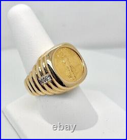 0.50 Ct Real Moissanite Men's American Eagle Ring 14K Yellow Gold Plated Silver