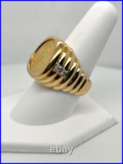 0.50 Ct Real Moissanite Men's American Eagle Ring 14K Yellow Gold Plated Silver