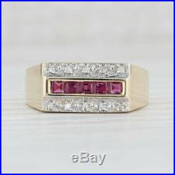 0.56ctw Ruby Diamond Ring 14k Yellow Gold Size 10.75 Vintage Men's
