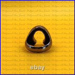 0.73 ct Round Cut Black Diamond 14k Black Gold Over Silver Horseshoe Men's Ring