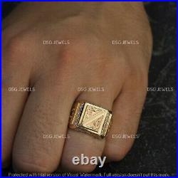 0.90Ct Moissanite Vintage Style Men's Signet Fashion Ring 14k Yellow Gold Plated