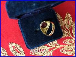 10K SOLID GOLD Men'sArt Deco Design Real Ruby Signet RingVintage 1930's