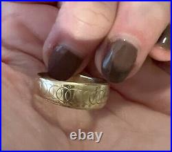 10K Solid Yellow Gold Mens Wedding Band Ring Size 10.5 Circle Design Vintage