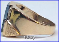 10K, Vintage Yellow Gold Mens Carved Hematite Roman Soldier Intaglio Cameo Ring