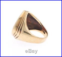 10K Yellow Gold Hermes Profile Intaglio Carved Carnelian Vintage Men's Ring