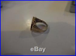 10K Yellow Gold Mens Masonic Ring Red Stone Stunning Vintage EXC 5.1grams SZ 10