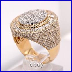 10K Yellow Gold Plated 3.0Carat Round Baguette Diamond Mens Hip Hop Pinky Ring