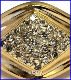 10K yellow gold. 37ct SI3-I1 H mens diamond cluster ring 6.9g estate vintage