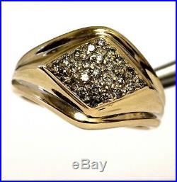 10K yellow gold. 37ct SI3-I1 H mens diamond cluster ring 6.9g estate vintage