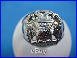 10k Gold Vintage Masonic Scottish Rite Men's Ring With Diamond, 9.7 Grams