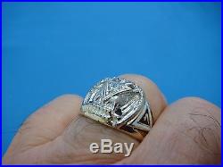 10k Gold Vintage Masonic Scottish Rite Men's Ring With Diamond, 9.7 Grams