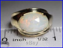 10k Large COLORFUL! Natural Opal Oval Estate Vintage MENS Ring Free Shipping