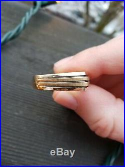 10k Solid Gold Genuine Two Diamond Mens Ring Pinstripe 9.5 Estate Vintage Unique