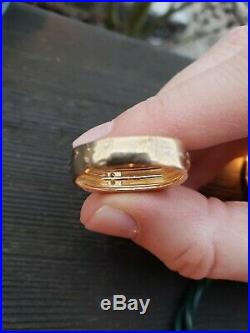10k Solid Gold Genuine Two Diamond Mens Ring Pinstripe 9.5 Estate Vintage Unique