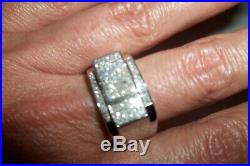 10k White Gold Genuine Diamond Pave Mens Ring size 8 Vintage. 40 cttw Quality