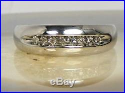 10k White Gold Men's Vintage 0.24 Diamond RING BAND Estate Wedding Sz 10
