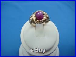 10k Yellow Gold Boys-men's Red Star Ruby Vintage Ring, 6.2 Grams, Size 7