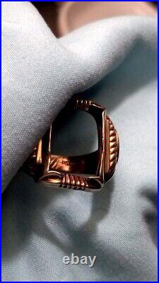 10k Yellow Gold Vintage/Antique men's signet ring. Rare style, Stamped PSCo