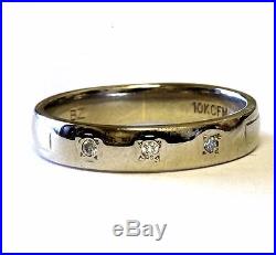 10k white gold SI1 H. 06ct diamond wedding band ring mens womens vintage 3.7g