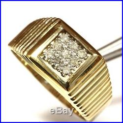 10k yellow gold. 18ct I2 H diamond mens cluster ring 7.3g gents estate vintage