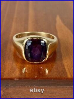 10k yellow gold Men's ring Amethyst stone size 10 vintage signed 7.8 Grams Fine