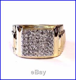 10k yellow gold mens diamond cluster. 82ct ring 9.9g vintage gents estate