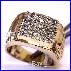 10k yellow gold mens diamond cluster. 82ct ring 9.9g vintage gents estate