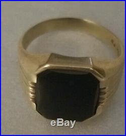 10kt Gold Mens Ring Onyx Stone ESTATE VINTAGE See photos