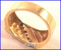 14K Gold. 12CT Sapphire. 12CT Diamond Men's Vintage ring yellow 6.2gr solid Sz10