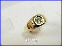 14K Gold Over Mens 1.00 CT Round Cut Lab Created Diamond Solitaire Pinky Ring