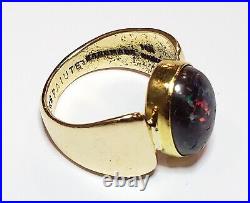 14K Opal Ring Vintage Men's Boulder Opal Ring Pauite Michael Rogers Size 11.5