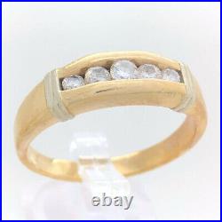 14K Solid Yellow Gold Diamond Mens Band Ring Size 13 Heavy Vintage Estate