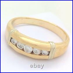14K Solid Yellow Gold Diamond Mens Band Ring Size 13 Heavy Vintage Estate