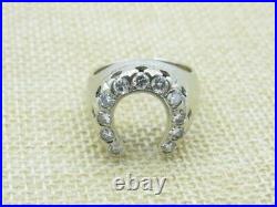 14K Vintage Diamond Horseshoe Ring White Gold (PC0000185)