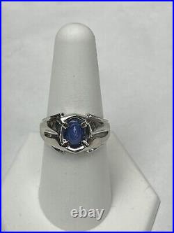 14K White Gold Vintage Star Sapphire Gents Ring size 9