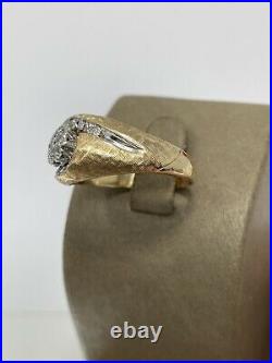 14K Yellow Gold Fine Diamond Mens/women Vintage Wide Cluster Ring Size 9.25