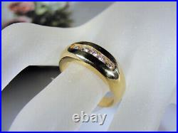 14K Yellow Gold Over Vintage Simulated Diamond Wedding Band Engagement Ring