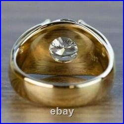 14K Yellow Gold Plated 4Ct Vintage Style Lab GRA Moisanite Engagement Men's Ring