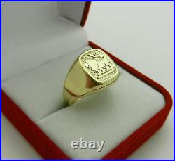 14K Yellow Gold Plated Lion Signet Vintage Mens Special Pinky Wedding Party Ring