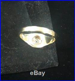 14K Yellow Gold VINTAGE Men's Ring With Diamond Center SZ 9 4.9 Grams