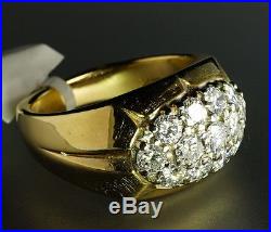 14K Yellow White Two-Tone Gold 1.50ctw Diamond Vintage Heavy Mens Ring