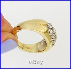 14K Yellow White Two-Tone Gold 1.50ctw Diamond Vintage Heavy Mens Ring