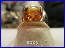14 Kt Rose Gold Antique Mans Ring With Citrine