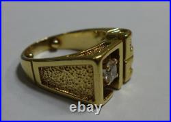 14k Gold Large Vintage 16.2g Art Deco Style Men's Ring +0.5 Carat Diamond Size 9