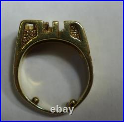 14k Gold Large Vintage 16.2g Art Deco Style Men's Ring +0.5 Carat Diamond Size 9