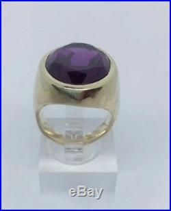 14k Gold Man Ring Vintage Amethyst Ring sz 6.5 21.4 Grams